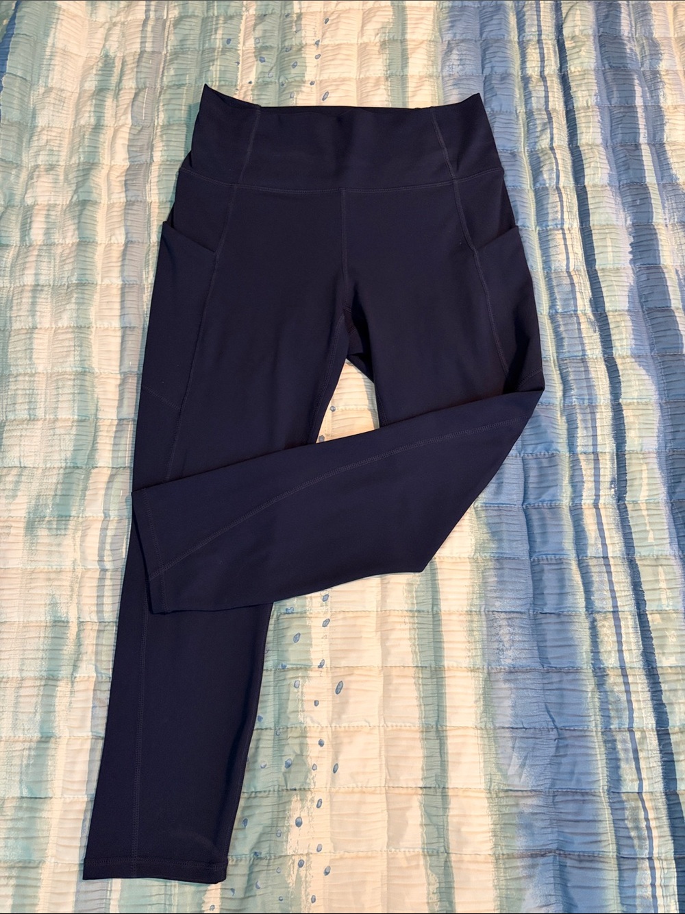 Fabletics Oasis PureLuxe High Waisted Leggings Deep Navy Side Pockets